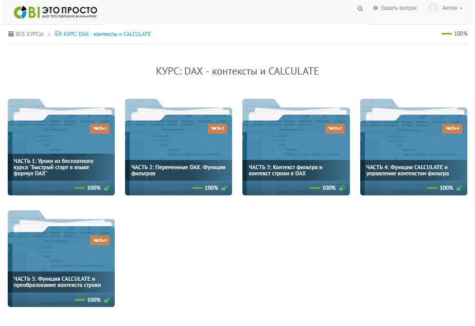 Состав курса "DAX: Контексты и CALCULATE" Состав курса "DAX: Контексты и CALCULATE"
